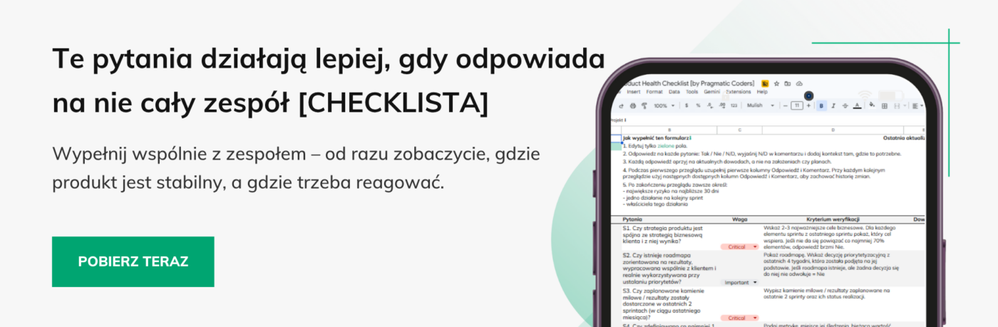 Baner checklista zdrowia produktu czy produkt po cichu niedomaga