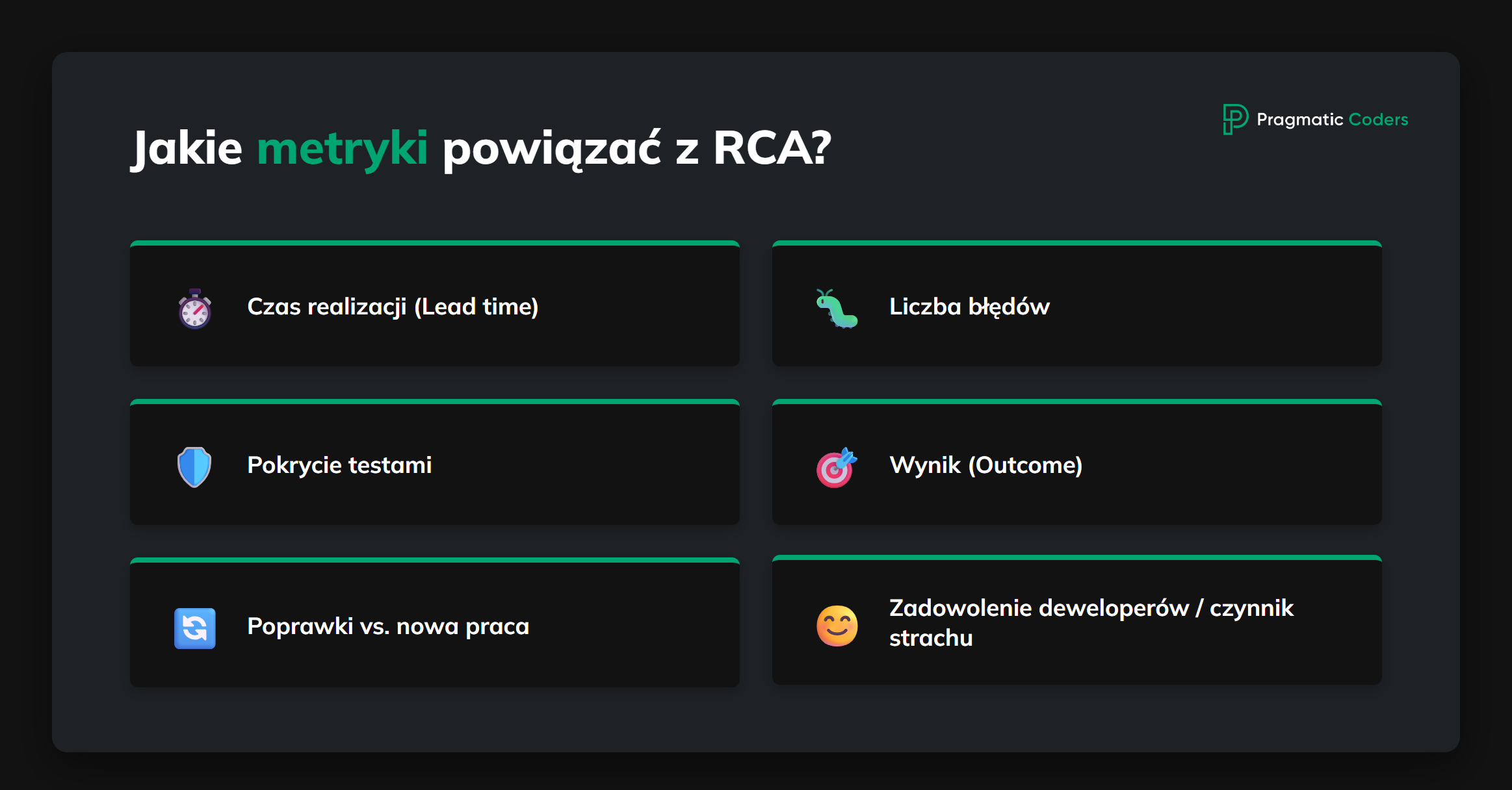 Jakie metryki powiązać z RCA?