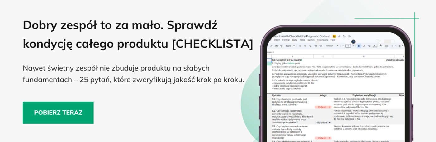 Baner checklista zdrowia produktu lekcje 10 lat software house