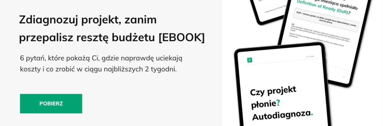 Baner ebook autodiagnoza dlaczego projekty IT przekraczają budżet