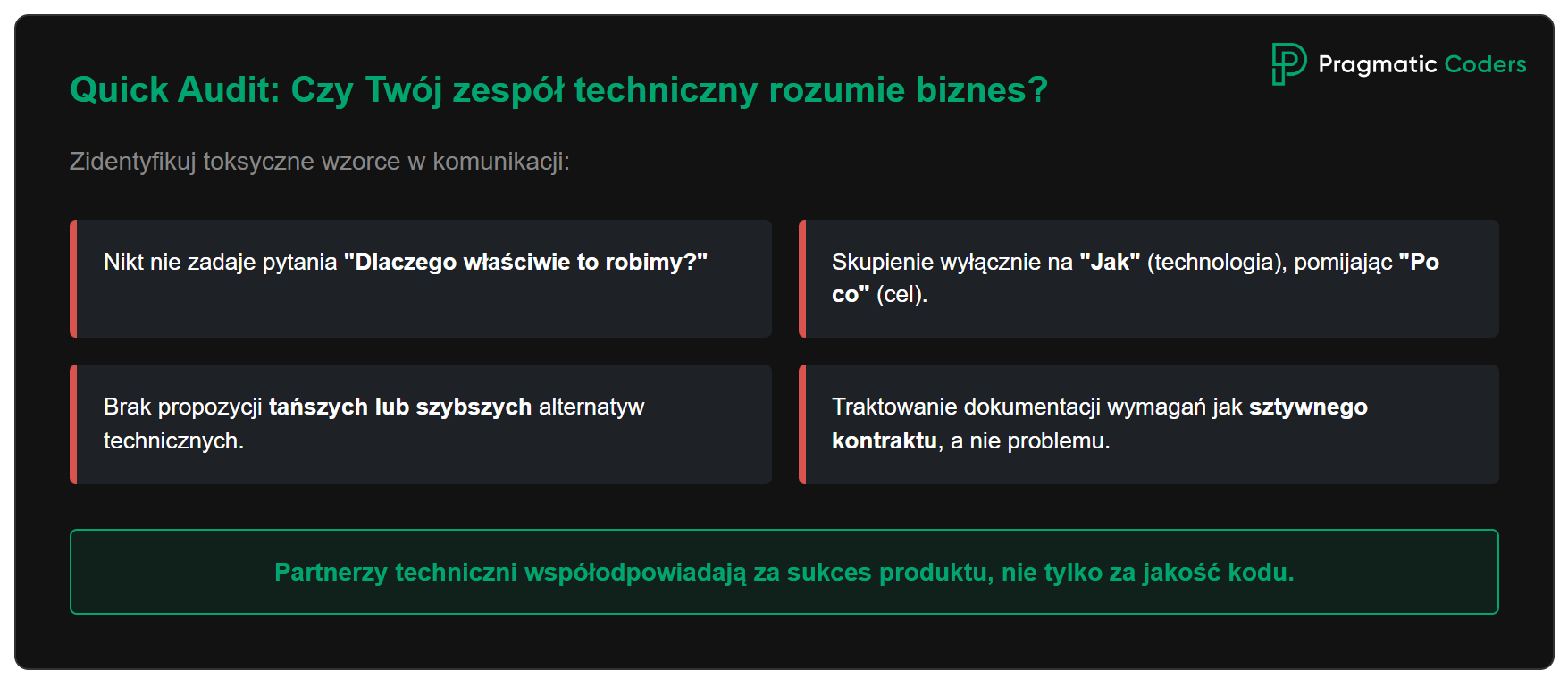 Quick Audit Czy Twój zespół techniczny rozumie biznes